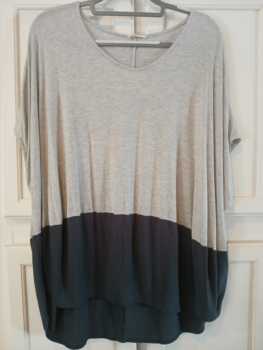Easel Women's Stretchy Oversized Colorblock Cap Sleeve Tunic Top Size XL